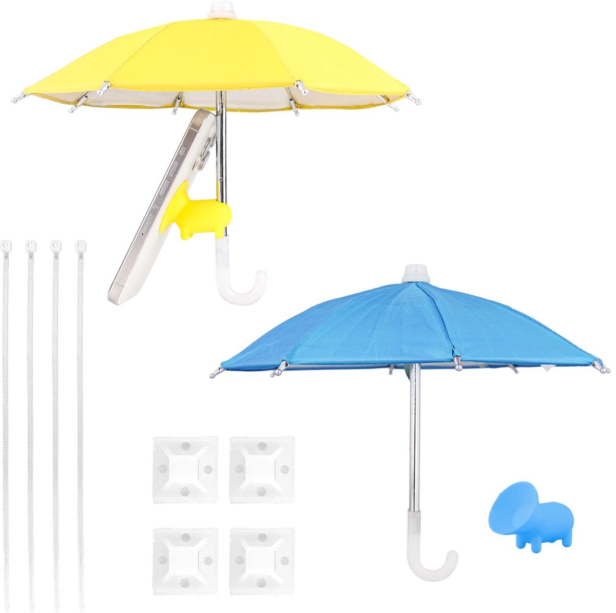 Solidchoice - Mobiele Telefoonparaplu met Zuignap, Set van 2 voor Zon en Regen