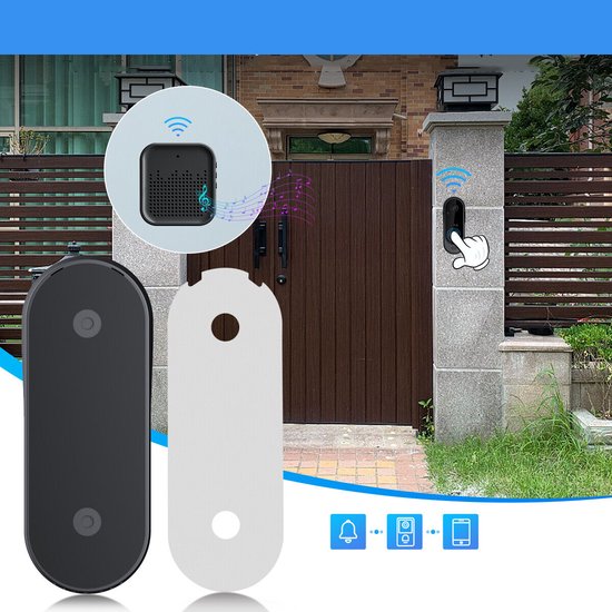 Slimme Draadloze wifi-Deurbel Camera - 125° Groothoek Nachtzicht Tweewegs Audio IP65 Waterdicht 1000mAh Batterij - Voor Huisbeveiliging - Zwart — afbeelding 3