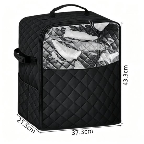 Zwarte opbergtas voor blender - Keukenstofhoes - Hoes voor staande blender - Meerdere opbergvakken - Keukenaccessoires - Voor blenders - 37,3 x 21,5 x 43,3 cm — afbeelding 2