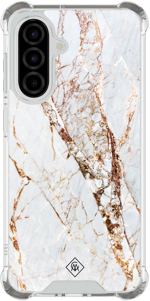 Casimoda® hoesje - Geschikt voor Samsung Galaxy A37 - Marmer Goud - Shockproof case - Extra sterk - TPU/polycarbonaat - Goudkleurig, Transparant