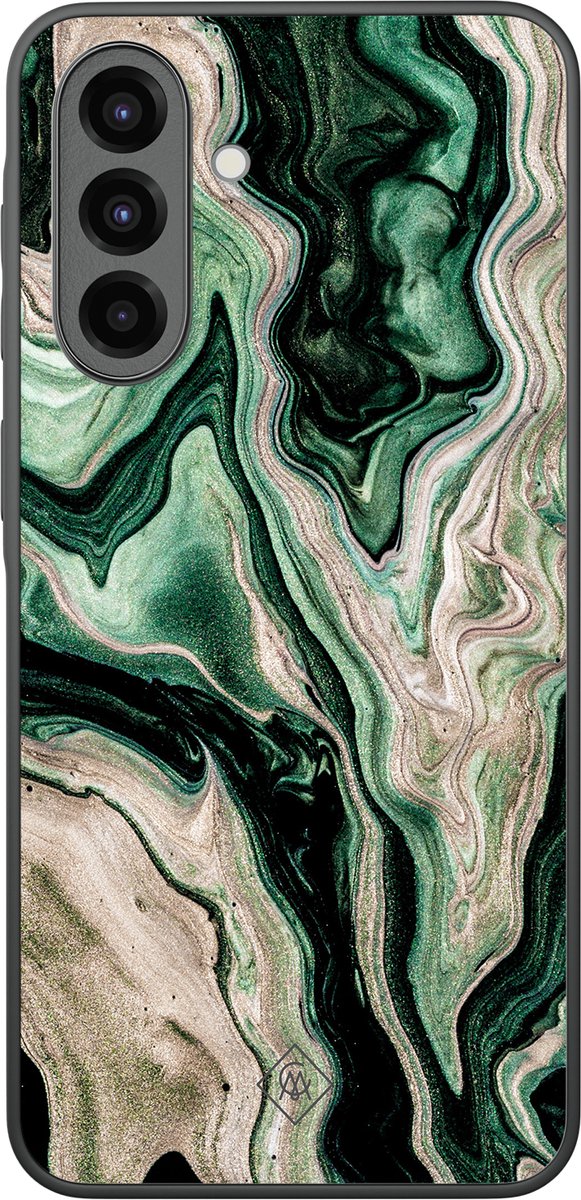 Casimoda® hoesje - Geschikt voor Samsung Galaxy A37 - Groen marmer / Marble - Zwart TPU Backcover - Marmer - Groen