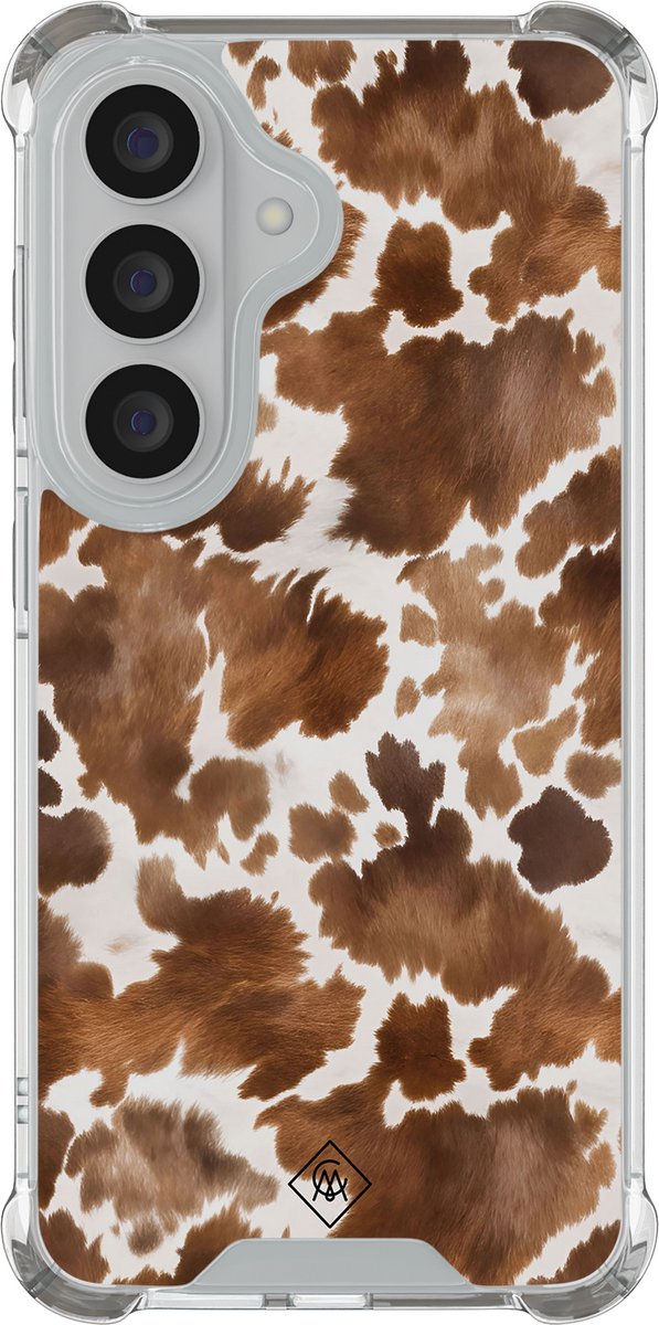 Casimoda® hoesje - Geschikt voor Samsung Galaxy S26 Plus - Koeienprint - Shockproof case - Extra sterk - TPU/polycarbonaat - Bruin/beige, Transparant