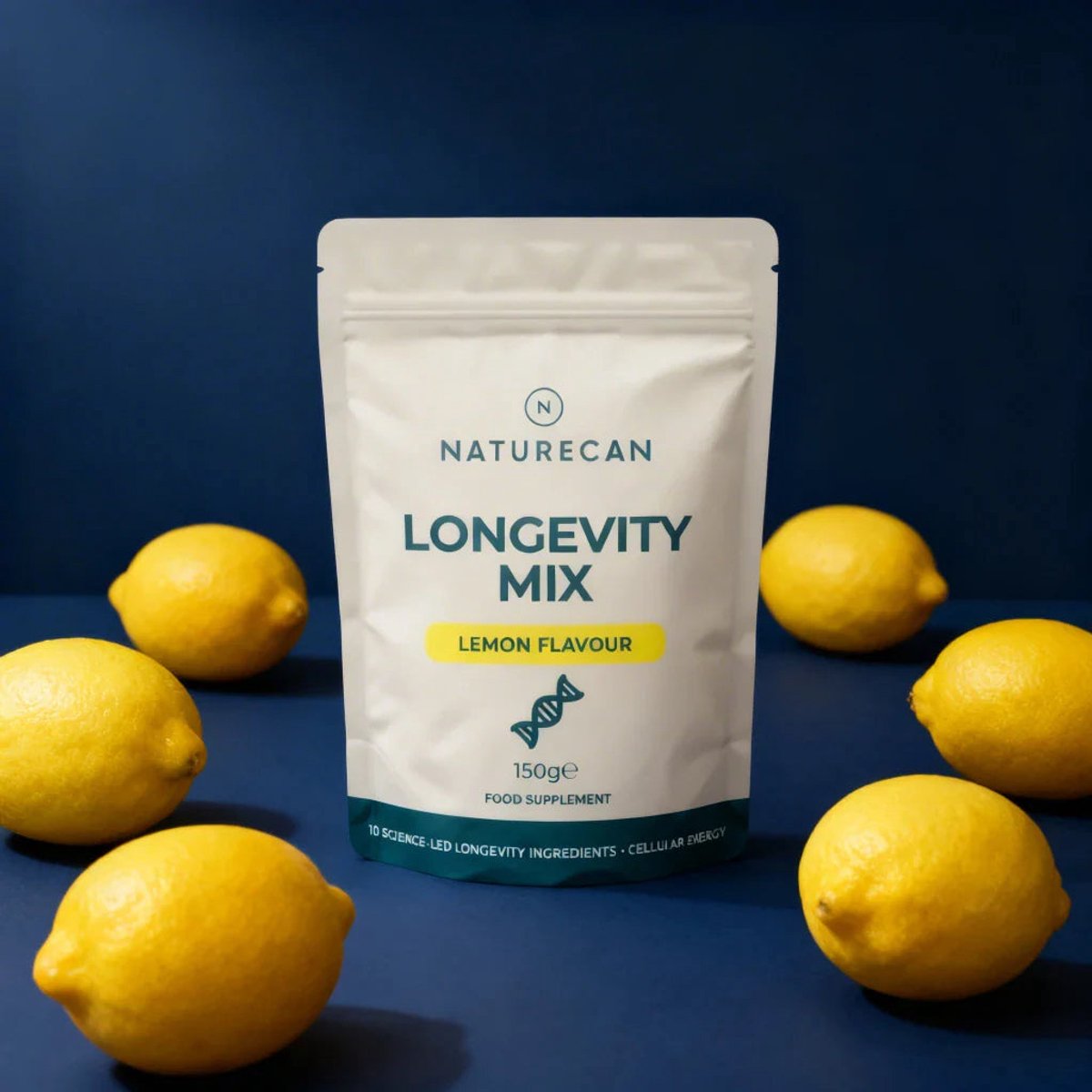 Naturecan Longevity Mix - NAD+ Booster Voedingssupplement - Met Resveratrol, Vitamine C, Magnesium, Co-enzym Q10 en Spermidine - 30 Porties - Citroen