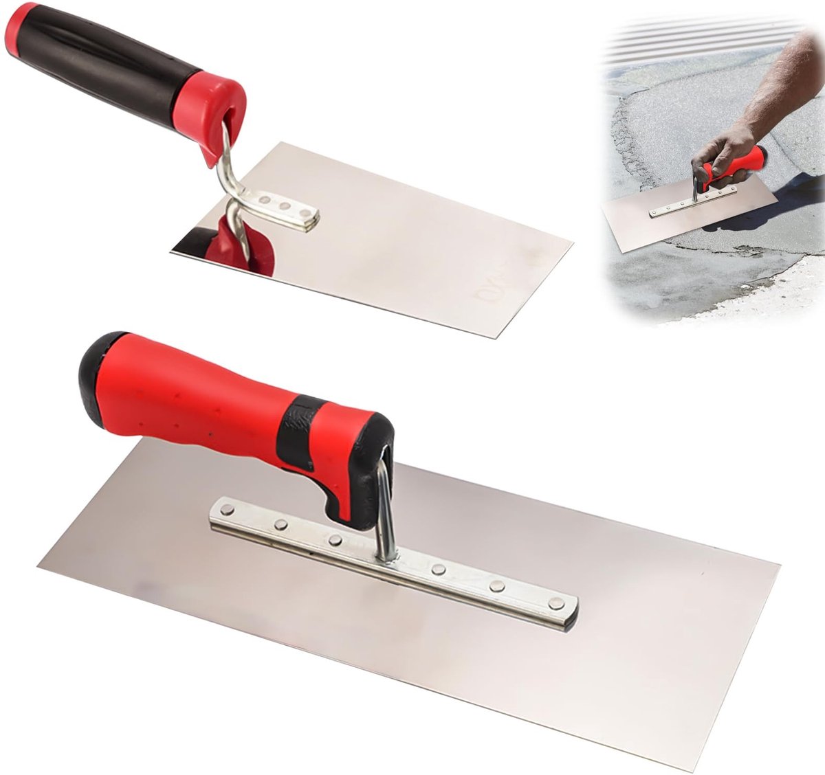 Solidchoice - Set van 2 RVS Stukadoorskellen met Rubber Handvat