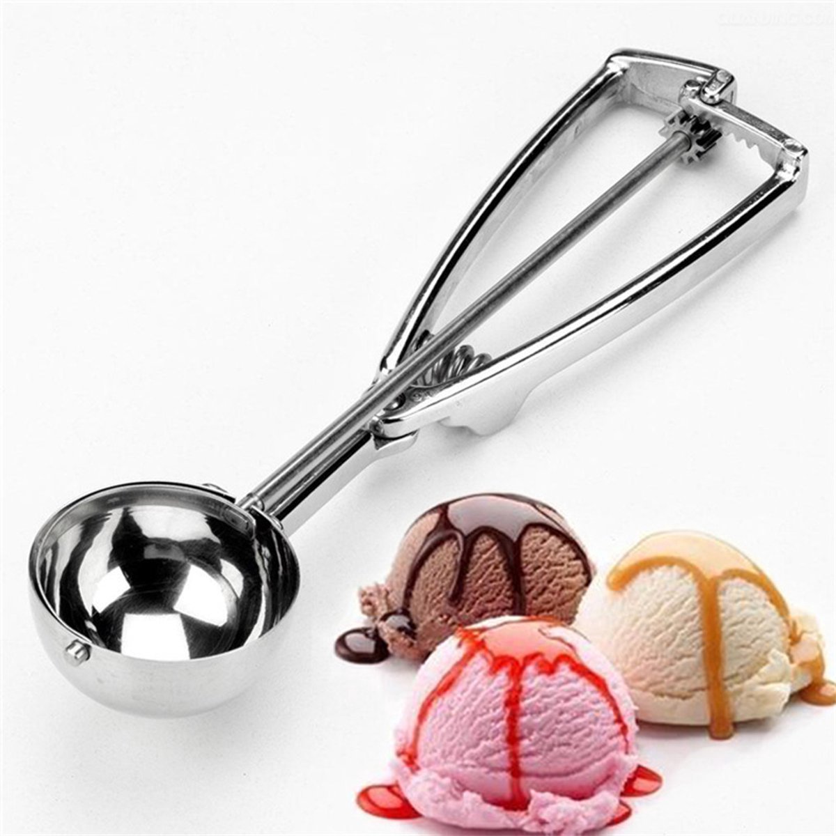 IJsschep - IJslepel - Meloenlepel - Deegschep - IJsbolletjestang - RVS - Schep 5 CM Doorsnede - 21.5 x 5cm - zilver - koekjesschep - muffinschep voor het bakken