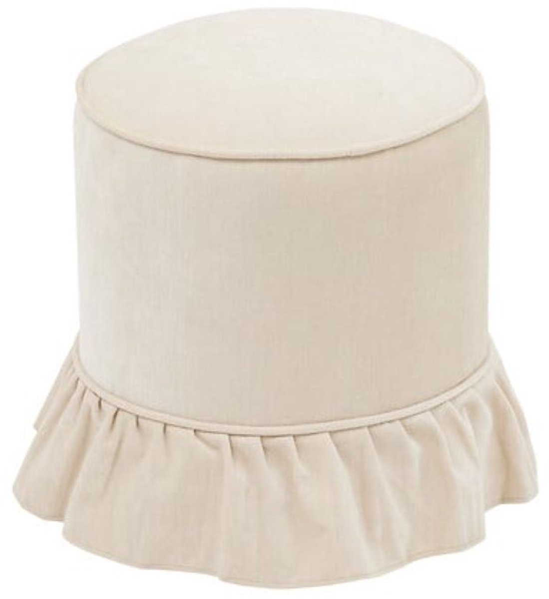 Poef - Zachte Zitpoef - Voetenbank - Hocker - Decoratieve Poef - Max. 110 kg - Ø35.3 x 41 cm - Chenille Ivoor