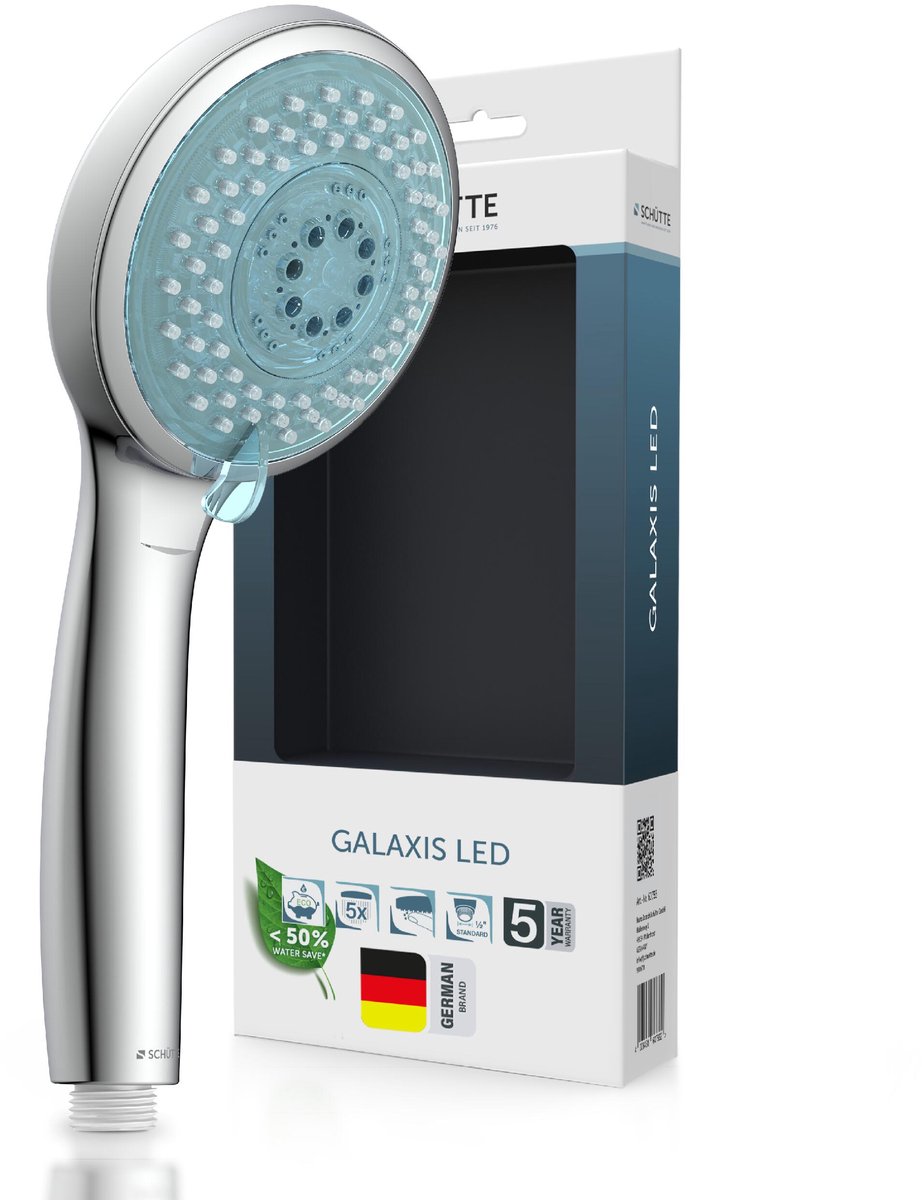 SCHÜTTE GALAXIS LED-Handdouche - Douchekop ø 11,3 cm - 3 standen - 7 Kleuren - Chroom