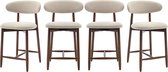 COLAMY Barkrukken set van 4 - keukenbarstoelen met rugleuning - Barstoel houten poten - beige