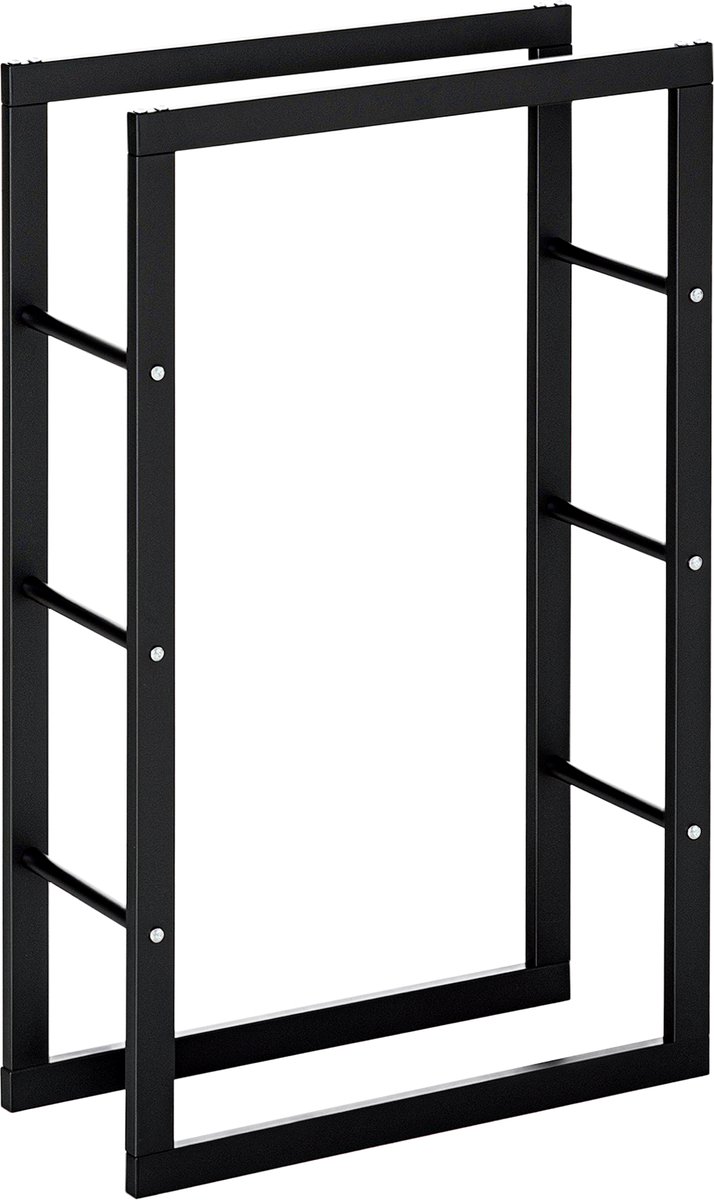 Houtrek - Houtopslag - Binnen- en Buitenhoutrek - Maximale belasting 100 kg - 60L x 25l x 100H cm - Zwart Metaal