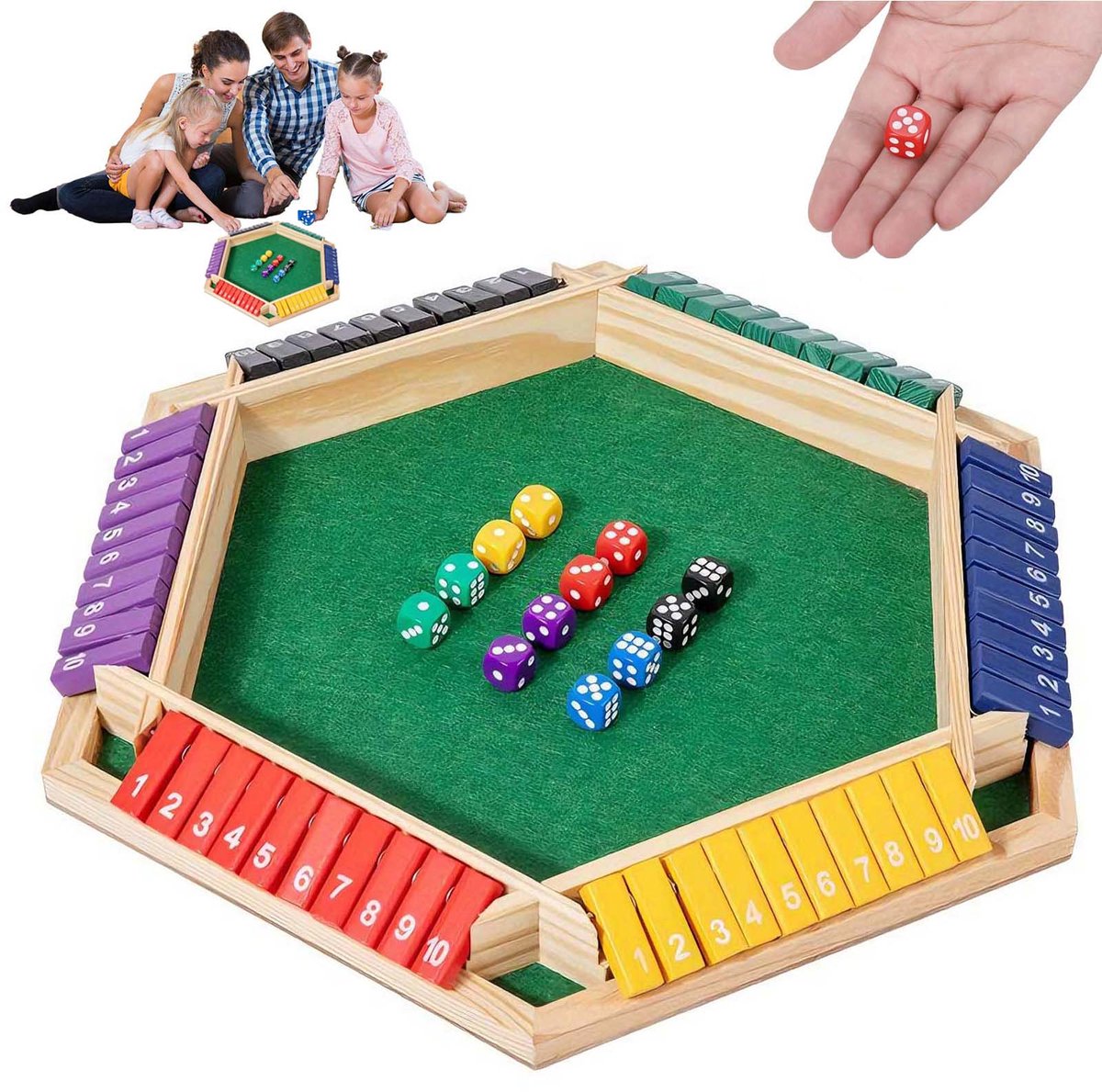 Shut The Box - Bordspel Vn Klassiek Hout Met 12 Dobbelstenen - 2-6 Klassiek Dobbelspel Op Tafel - Wiskundig Speelgoed Voor Kinderen