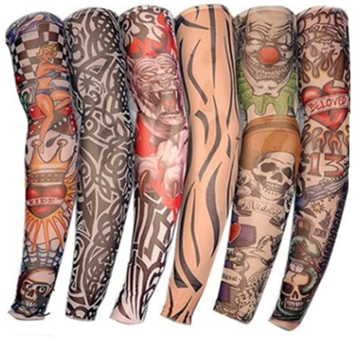 Solidchoice - XL Multi-Kleurige Tattoo Mouwen, Set van 6