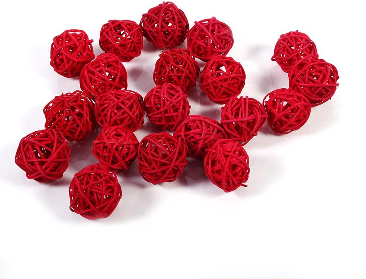 Solidchoice - Set van 20 Decoratieve Rattan Ballen