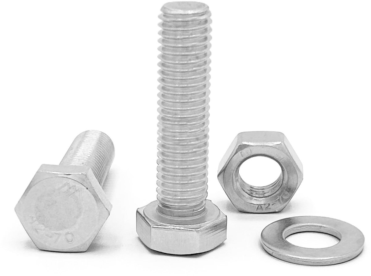 Solidchoice - Set van 20 Roestvrijstalen Zeskantschroeven M8 x 35mm met Moeren en Sluitringen