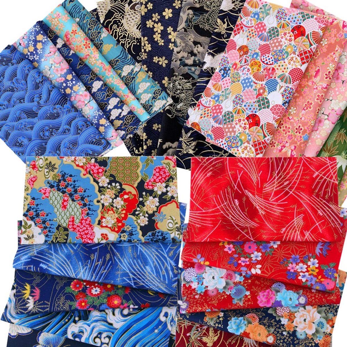 Set van 30 vierkante Japanse katoenen stof voor patchwork, quilten, knutselen, naaien, 20 x 25 cm