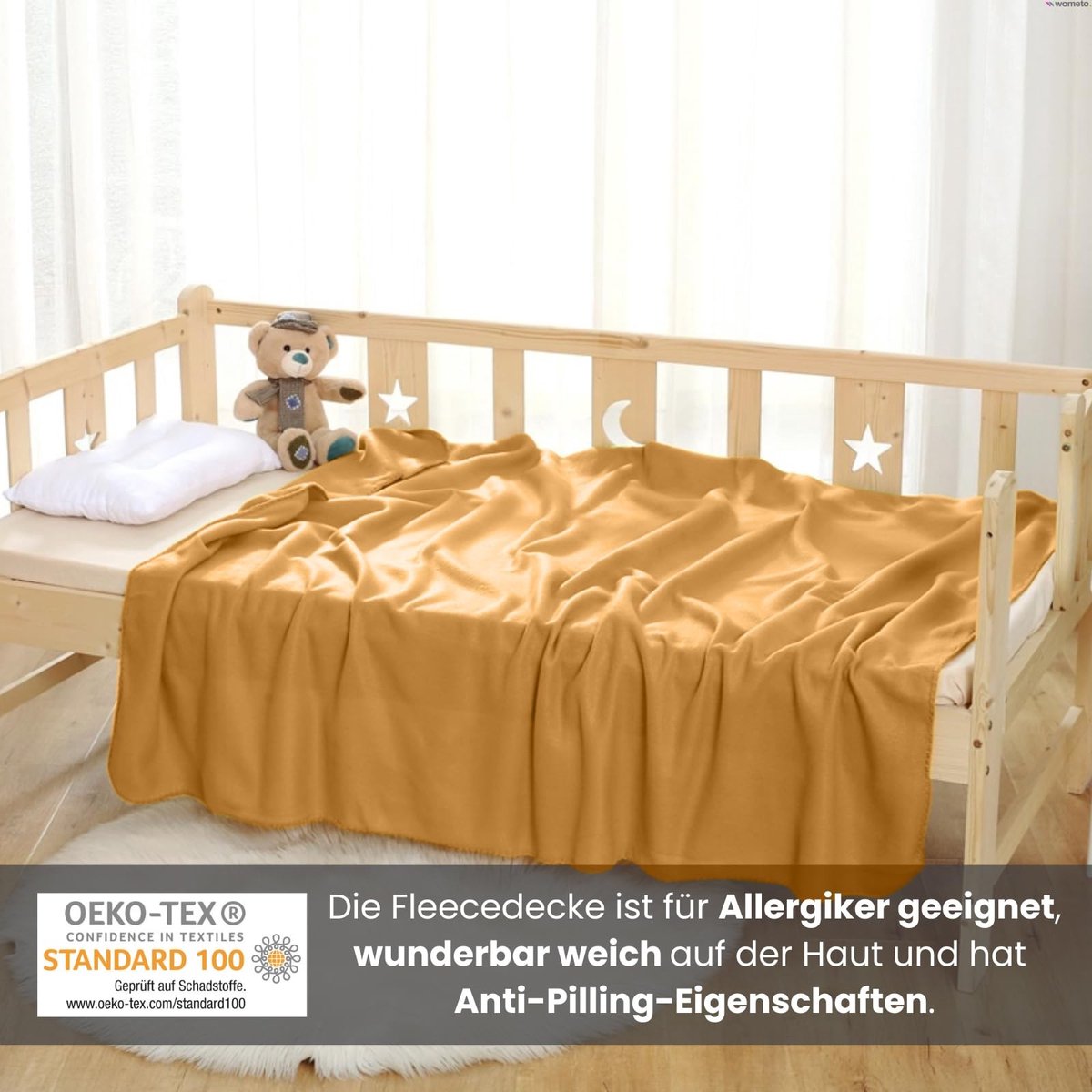 Solidchoice - Fleecedeken, OekoTex, 130 x 160 cm, Geel