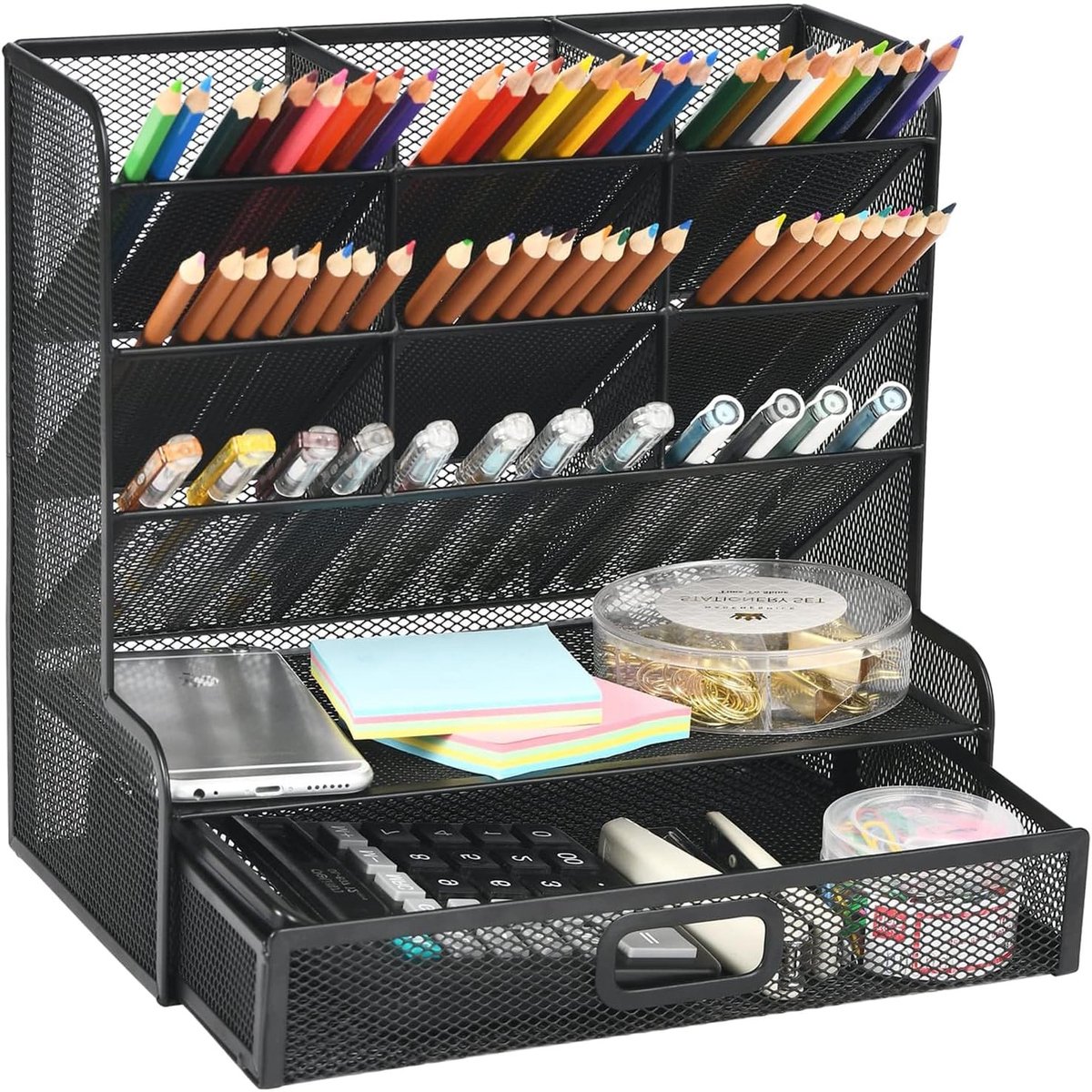 Solidchoice - Multifunctionele Bureau Organizer met 9 Compartimenten - Penhouder voor Thuis en Kantoor