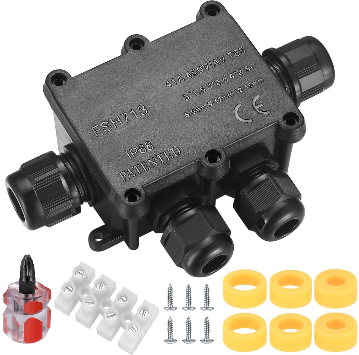 Solidchoice - Waterdichte Aftakdoos IP68 voor Buiten, Zwart