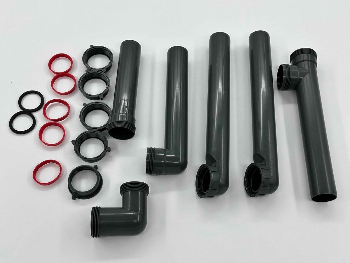 Verbindingsbrug Keuken - Afvoerkoppeling Spoelbak - Dubbele Spoelbak Aansluiten - Origineel Onderdeel - 10 x 10 x 10 cm - Grijs