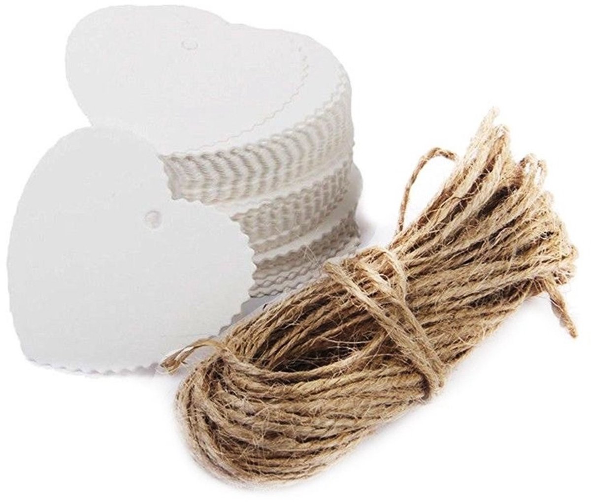 Solidchoice - 100 Stuks Hartvormige Papieren Labels voor Cadeaus en Decoratie