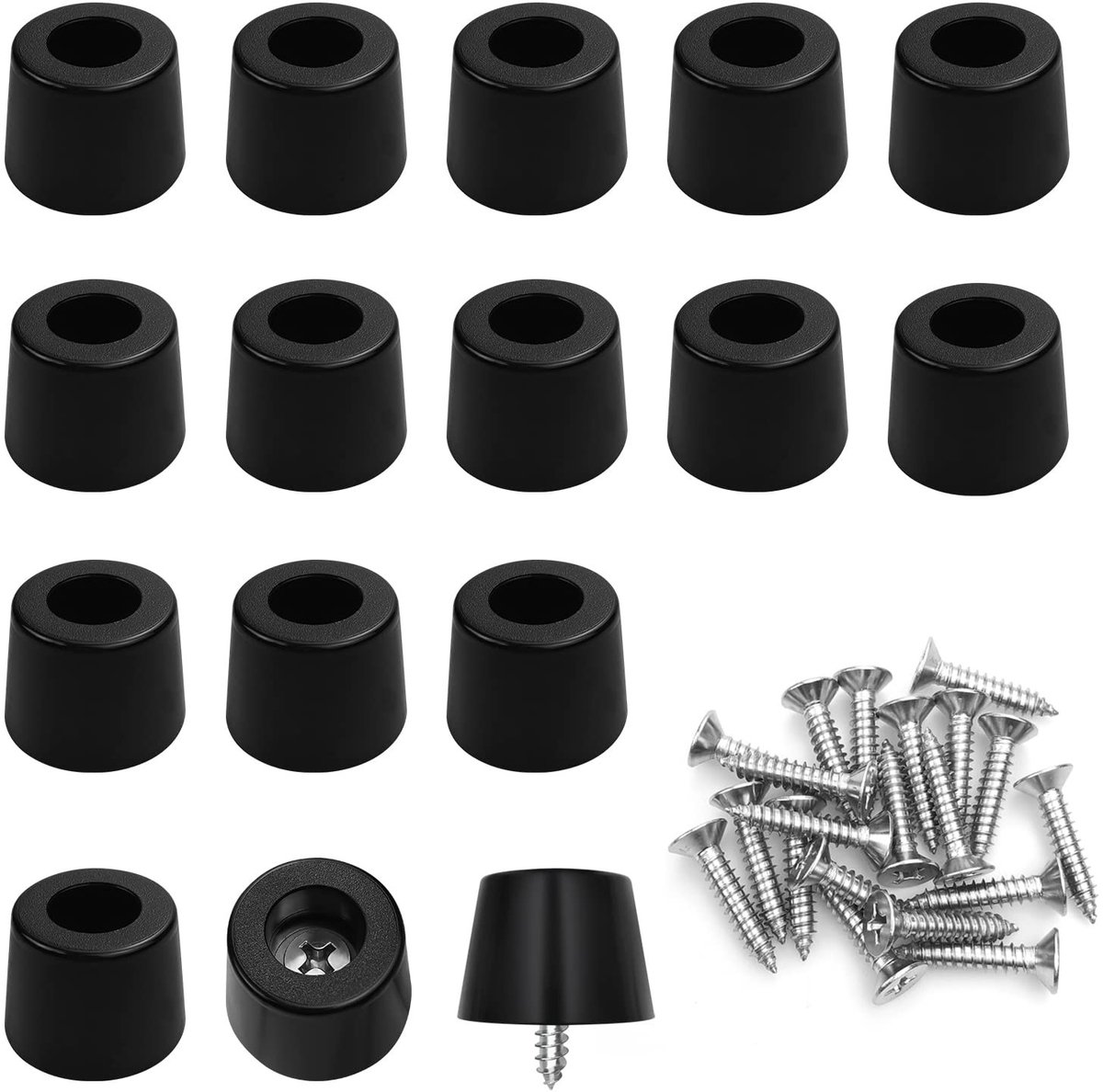 Solidchoice - Set van 16 Rubber Voeten voor Meubels, Zwart