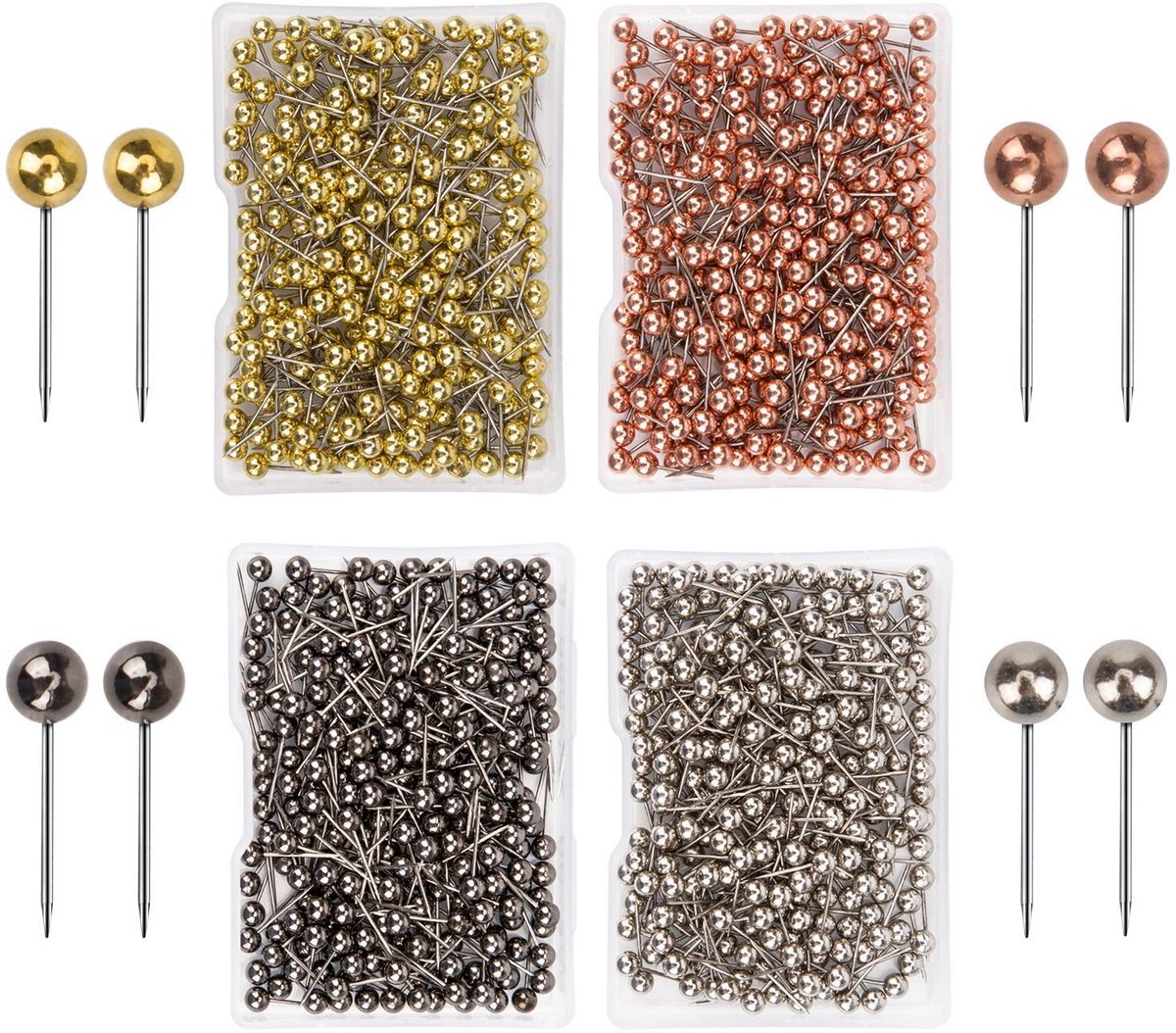 Solidchoice - 1000 Stuks Punaises met Ronde Metalen Kop