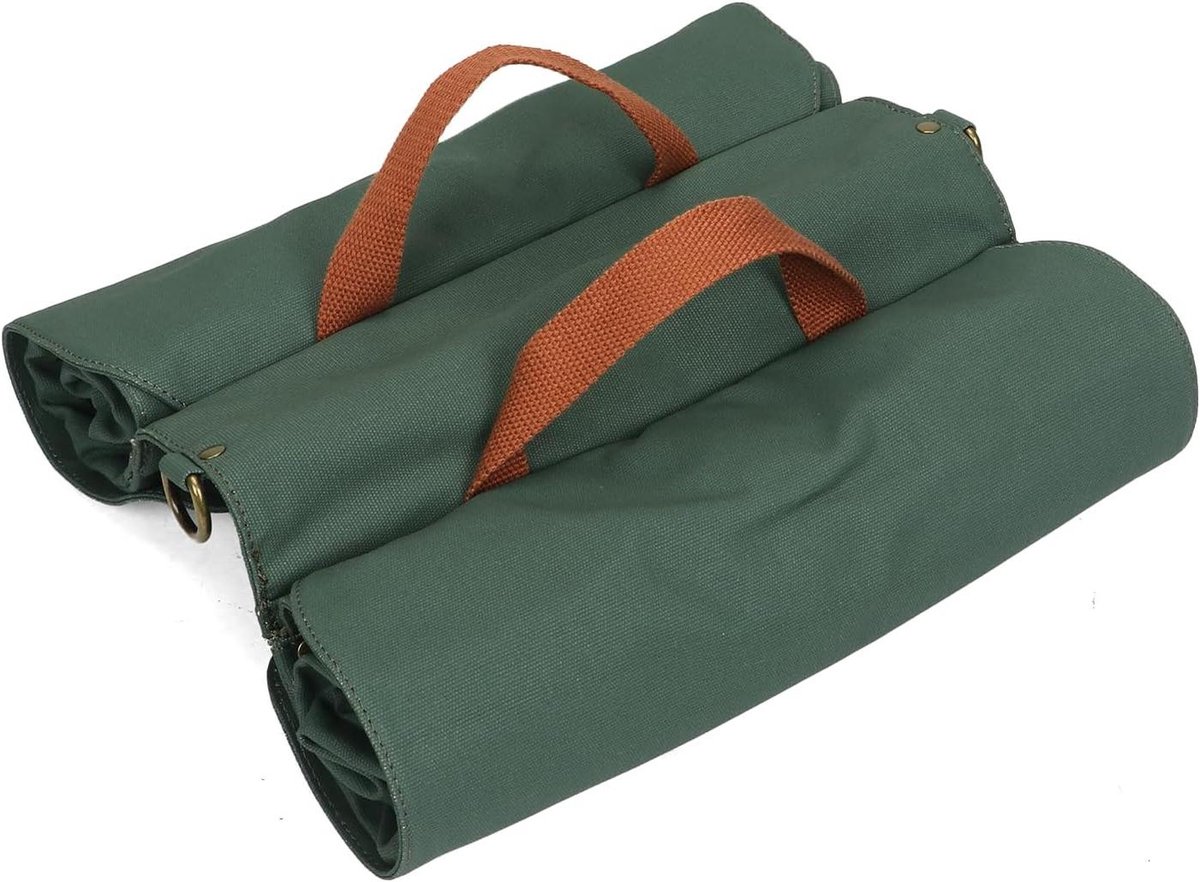 Dubbele Fietstas - Bagagedrager Tas - Fietsen Boodschappen - Waterdicht Canvas - 30 x 30 cm - Legergroen