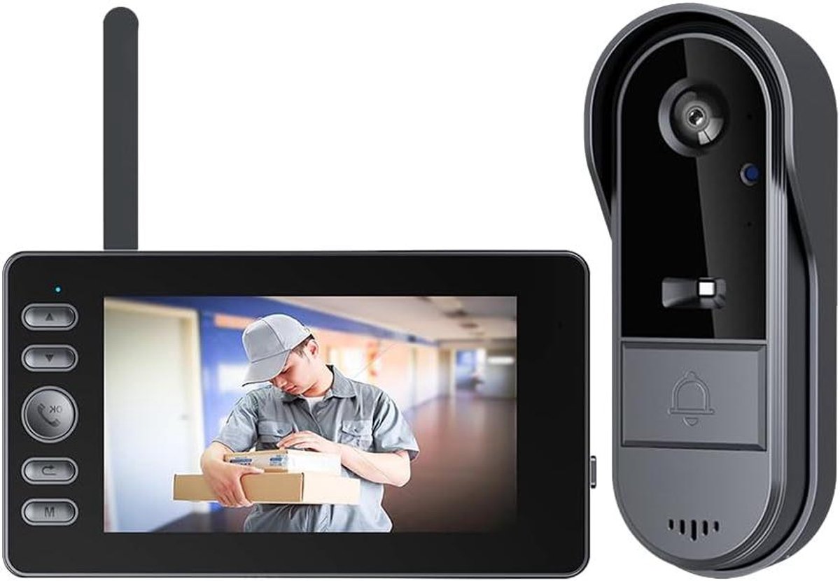 Deurbel met Camera - Videofoon Set - Veilig Thuis - 120 Graden Camera - 4.3 Inch Scherm - Zwart