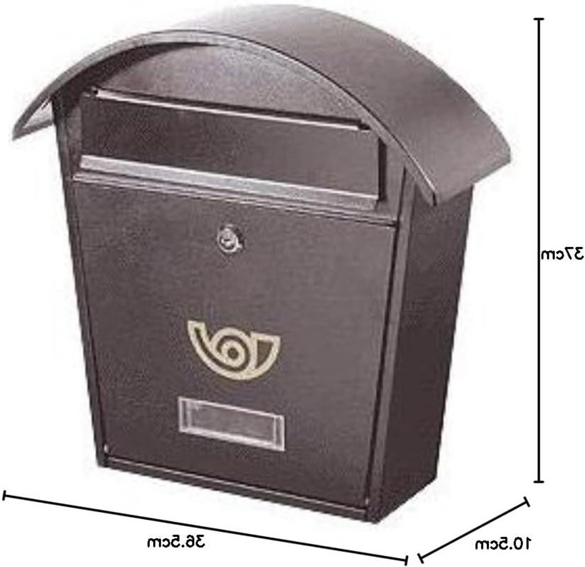Aluminium brievenbus - Postbak - Briefpost ontvangen - Vast dak design - 36.5 cm - Brons