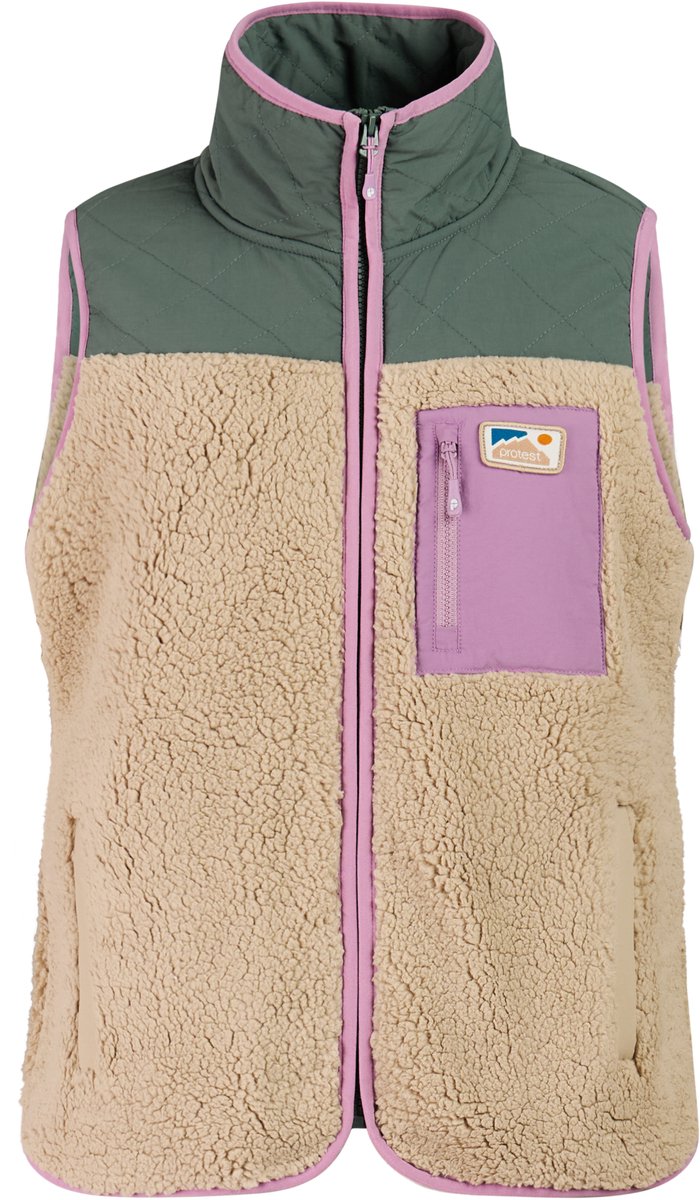 Protest PRTWeeton Bodywarmer Dames Teddy Rits Evergreen