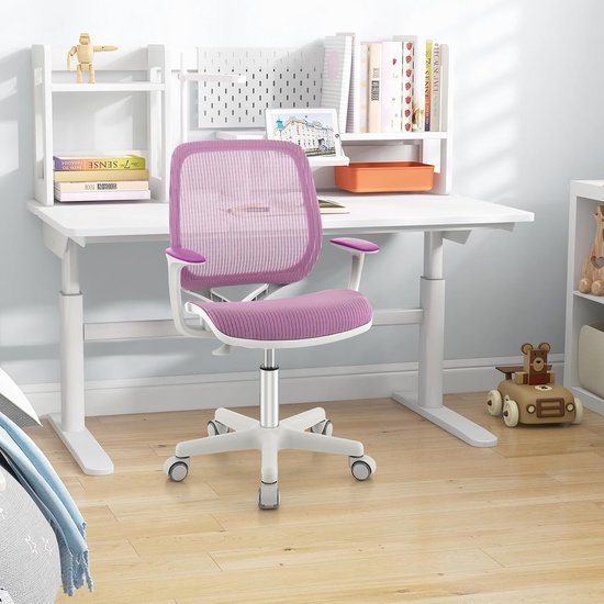 Kinder Bureaustoel - Studie Stoel - Comfortabel Zitten - Antislip Wielen - 43-55 cm Hoogte - Paars van Kinder — afbeelding 5