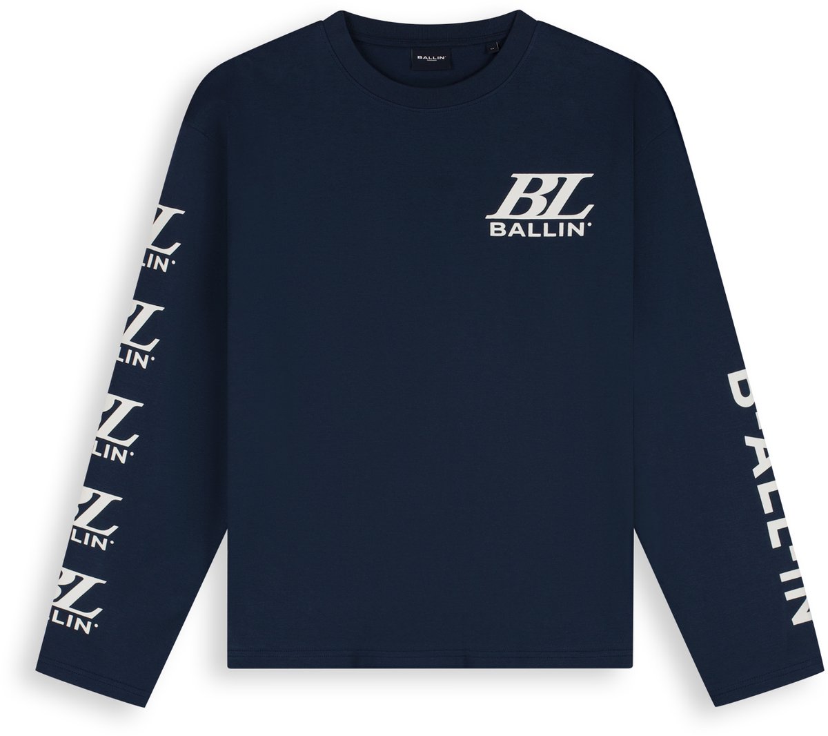 Ballin Amsterdam - Jongens Loose fit T-shirts Crewneck LS - Navy - Maat 6