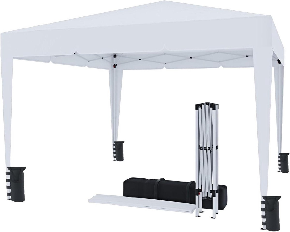 Vouwbare Partytent - Tuinpaviljoen Tent - Buitenfeest Organiseren - Waterdichte PE Cover - 3 x 3 Meter - Wit