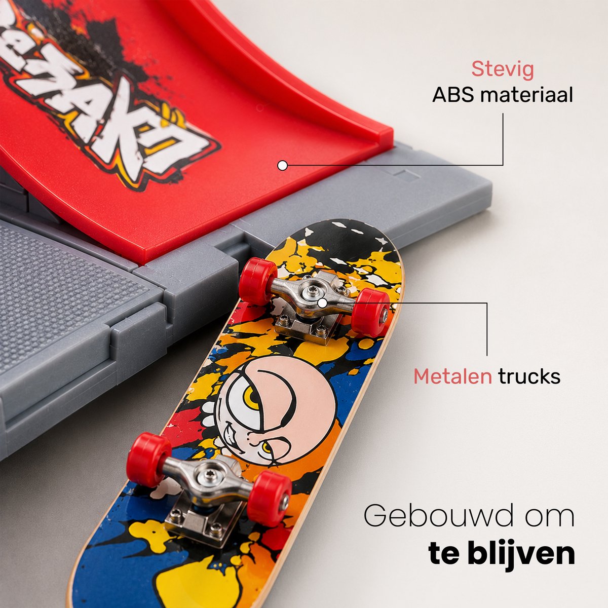 Jespro Fingerboard skatepark - 6 Ramps & 6 skateboards - Stimuleert hand-oog coördinatie — afbeelding 7