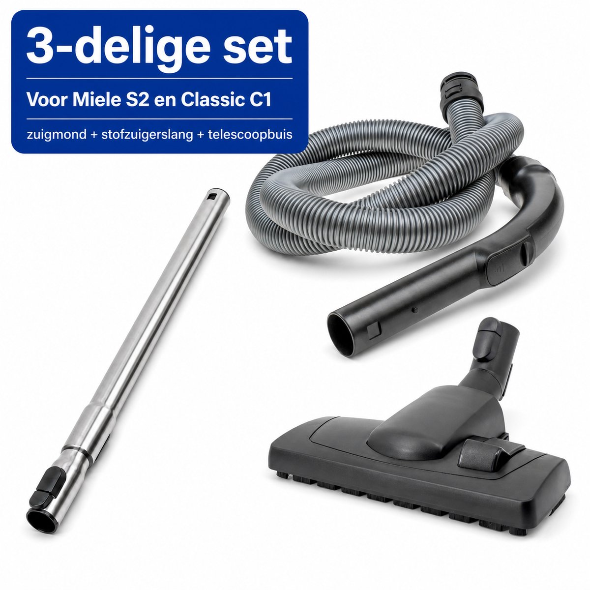 Kleanburg® Geschikt voor Miele Classic C1 en S2 Stofzuiger Onderdelen Set – Slang, Telescoopbuis & Combizuigmond