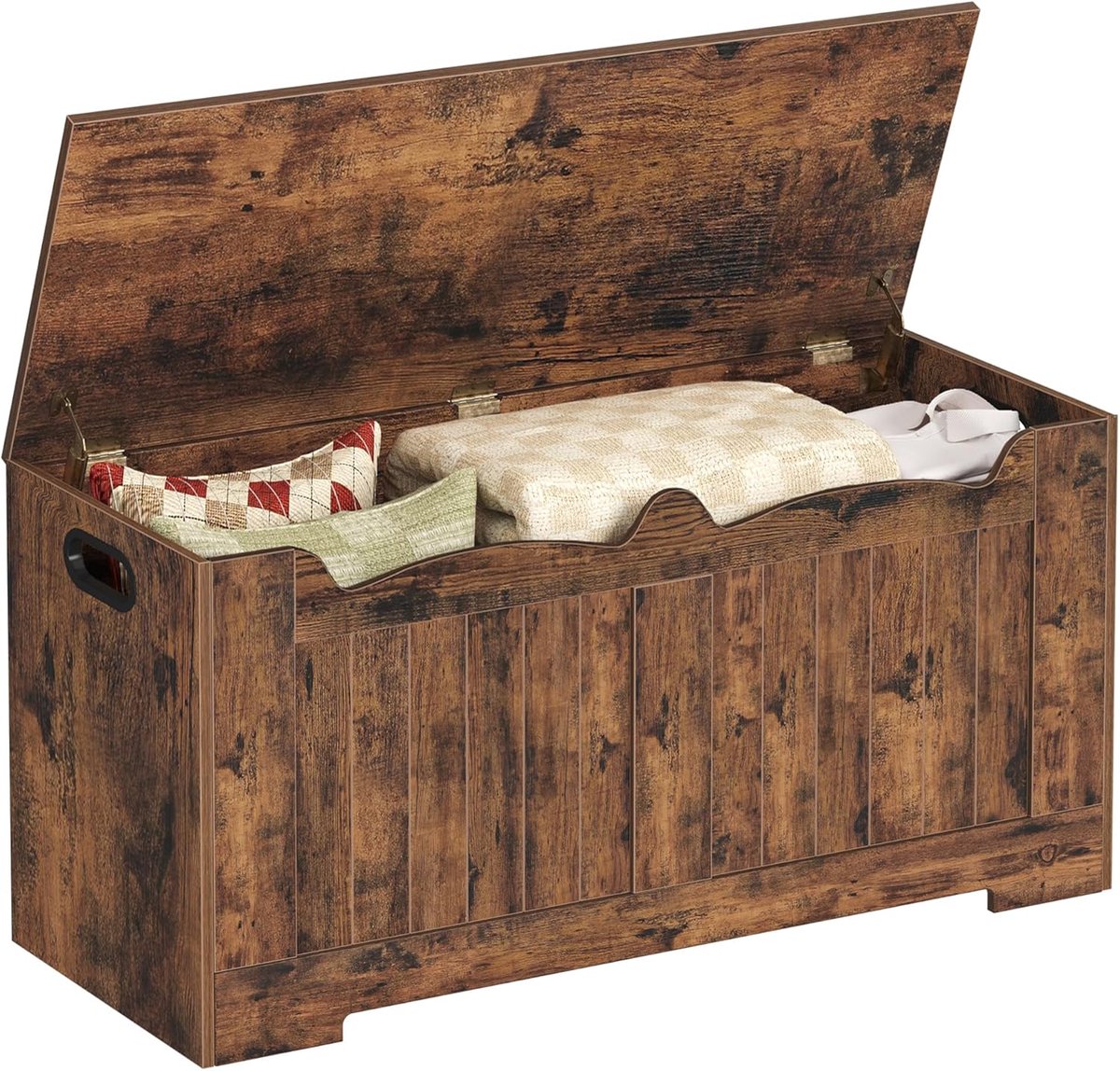 Hzuaneri Opbergbank, 40 x 100 x 48 cm, Vintage Bruin, Opbergbank met 2 Stevige Scharnieren, Opbergkast, Voor Hal, Slaapkamer, Woonkamer