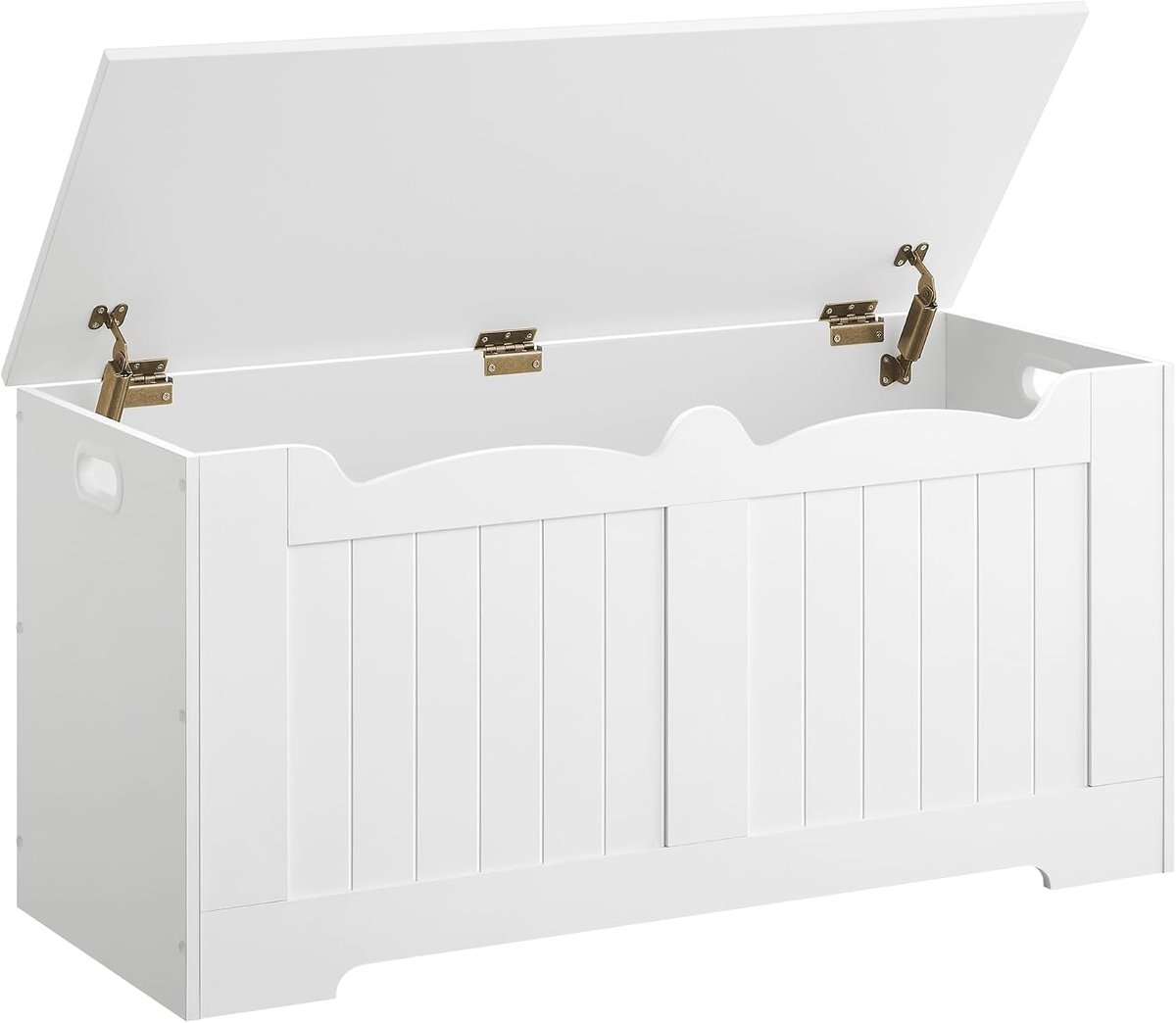 Hzuaneri Opbergbank, 40 x 100 x 48 cm, Wit, Opbergbank met 2 Stevige Scharnieren, Opbergkast, Voor Hal, Slaapkamer, Woonkamer