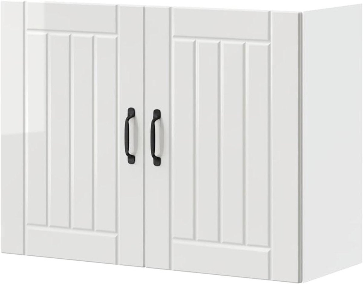 Keukenkast - Hangend meubel - Keuken organiseren - Hoogglans afwerking - 80 cm breed - Wit