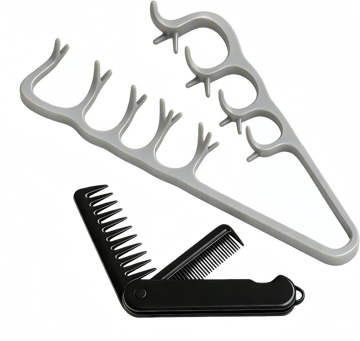 Styling Kam Set - Textuur & Opvouwbaar - Salon Kapsels Thuis - Dubbele Tanden Ontwerp - 2 Stuks - Zwart
