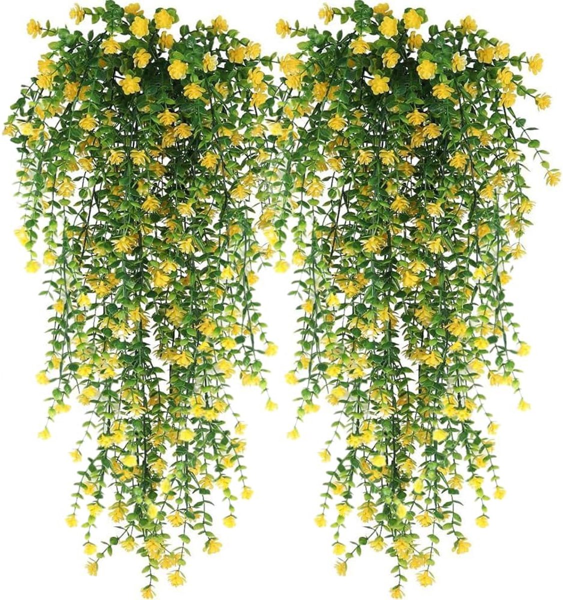 Kunstbloemen Gele Bloemenrank – Set van 2 – 78 cm Kunstbloemenslinger – Realistische Kunstbloemen met Bladeren – Voor Woonkamer, Balkon, Tuin & Feestdecoratie