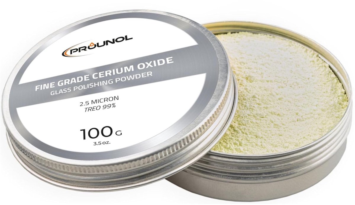 SnelShoppen - Glaskrasverwijderaar Ceriumoxide Polijstpoeder - 100 g voor Krassen op Glas, Raam, Douche, Keuken en Auto - Made in EU