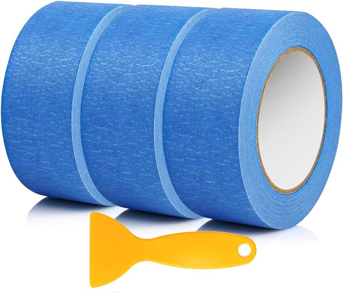 3 rollen schildertape 50 mm x 50 m afplakband schilder afplakband voor schone kleurranden, uv-bestendig, hittebestendig voor het schilderen, lakken, renoveren