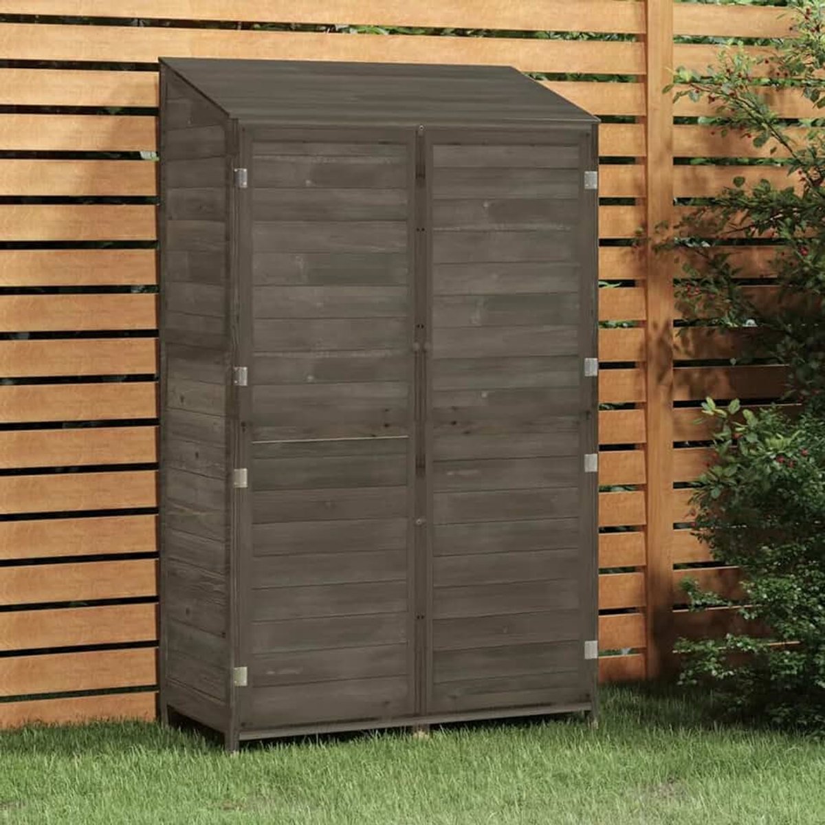 152192 Gereedschapsschuur antraciet, 102 x 52 x 174,5 cm, massief hout, dennenhout, weerbestendig, tuinschuur, groot volume voor grasmaaiers, meubels, campingaccessoires