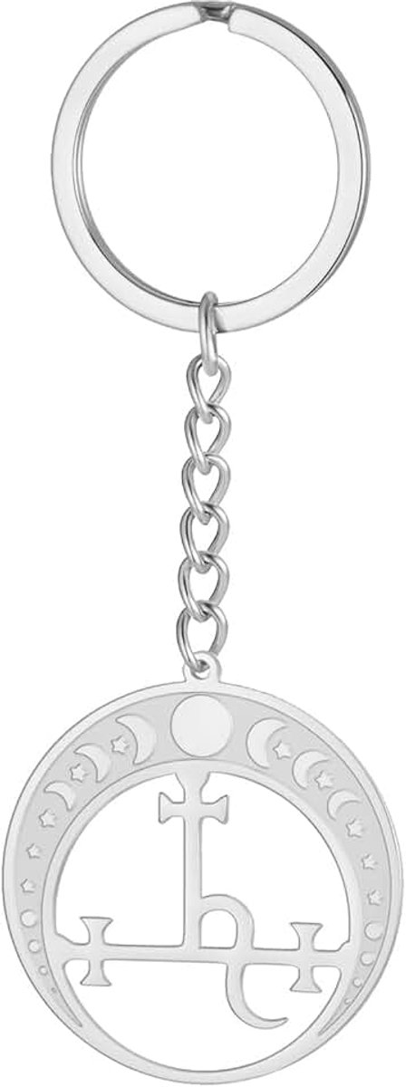 Sleutelhanger Sigil van Lilith Godin Maanfase Sleutelhanger Heks Heidense Hecate Mythologie Amulet Sieraden Heksengeschenken