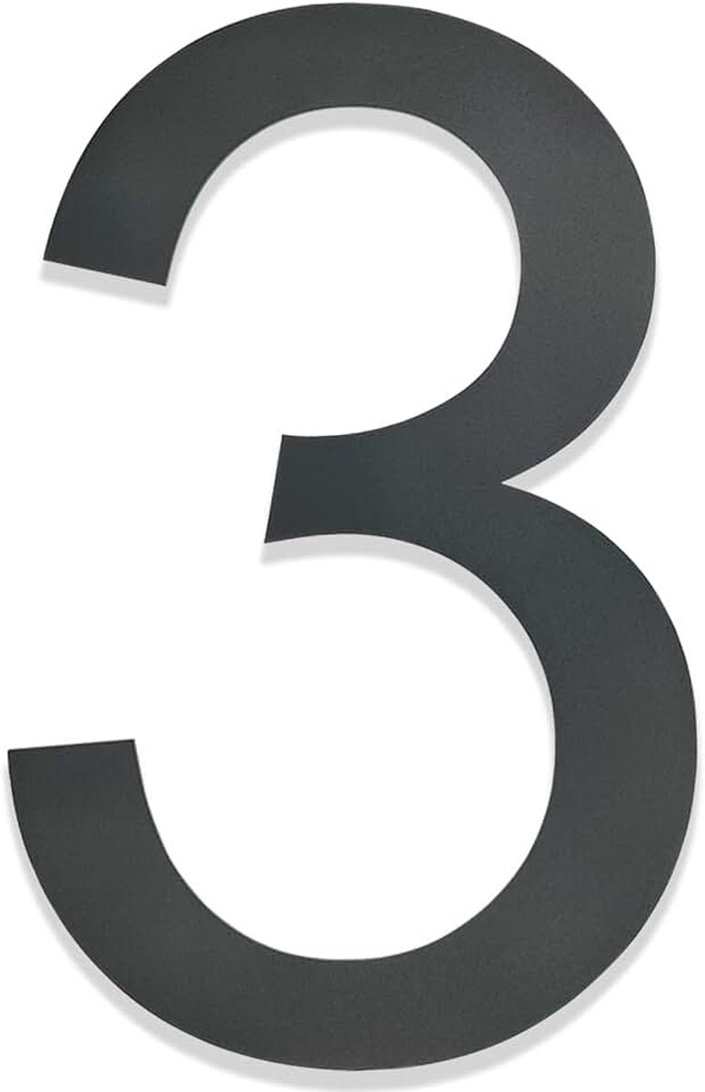 =huisnummer, antraciet RAL 7016 roestvrij staal, 20 cm hoog, lettertype Arial