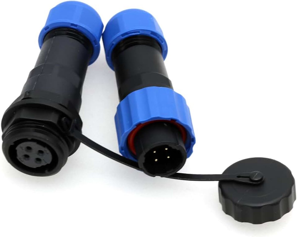 Waterdichte cirkelvormige 4-polige stekker, 5 A elektrische stroomstekker, bus 18 AWG draad met schroefdraad, voor industriële audio, video, luchtvaartverlichting