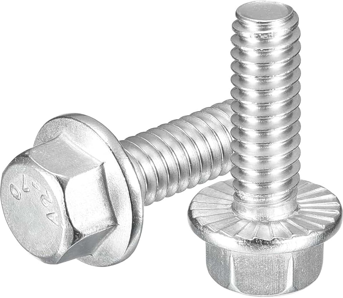15 stuks 1/4-20 x 3/4" zeskantschroeven met flenskop, 304 roestvrij stalen zeskantschroeven, zeskantige aandrijfschroeven, 5,8 klasse voor machineindustrie, huishoudelijke apparaten, zilver