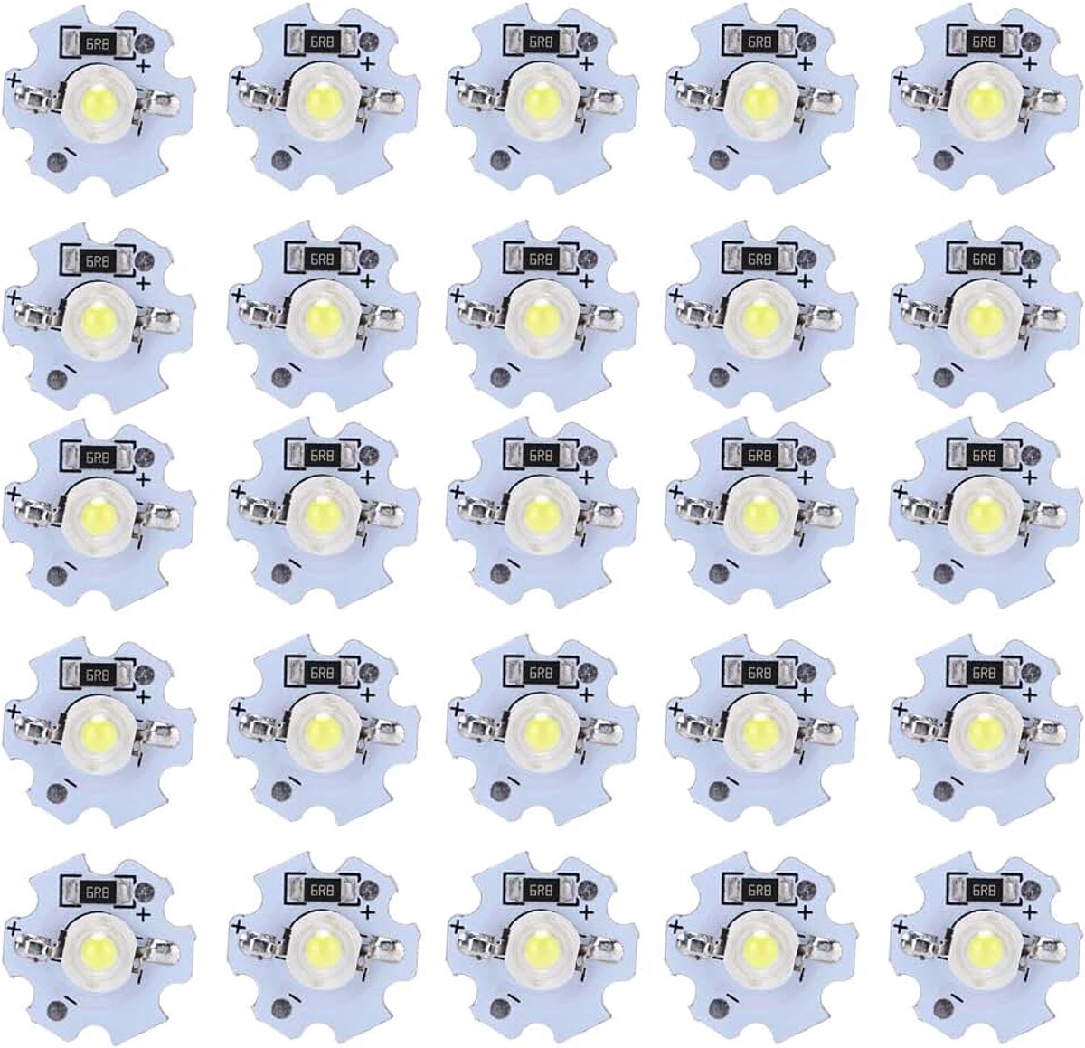 1W 5V LED-chiplamplichtkralen Verkrijgbaar in Meerdere Kleuren Superheldere Krachtige Lampkralen （25-pack）(Koud wit licht)