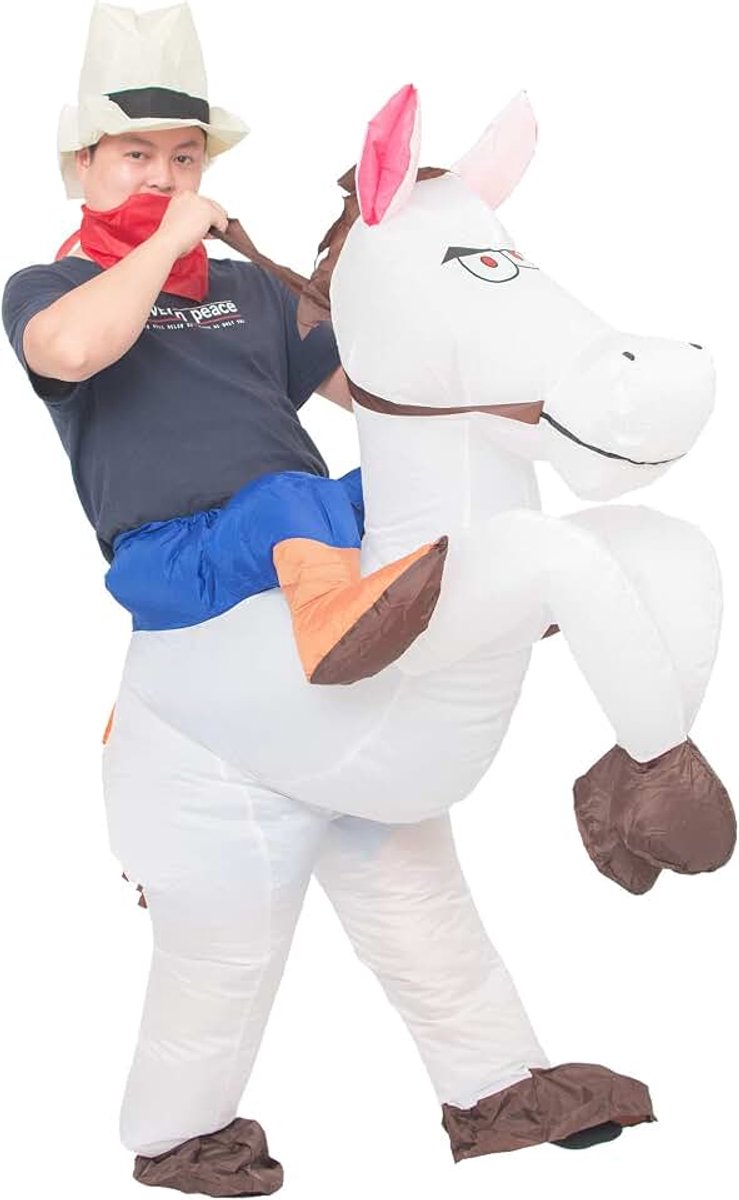 Cowboy Kostuum Pak Volwassen Westerse Ruiter Kostuum voor Mannen Vrouwen Halloween Party Suit (Wit)