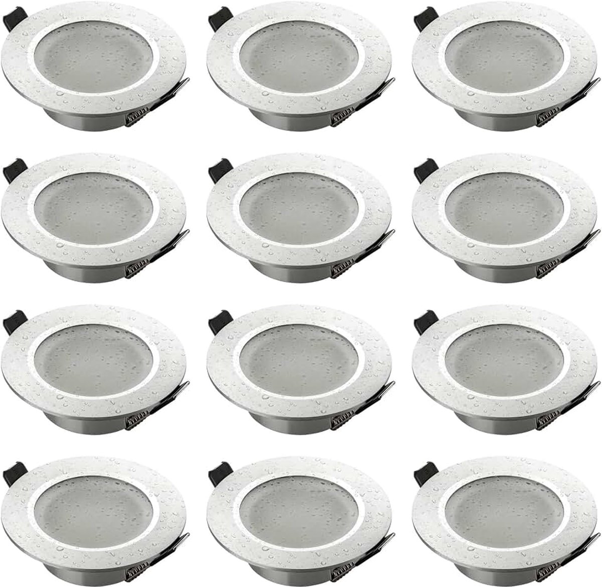 Inbouwspot IP44 met GU10 Houder voor Badkamer | Plafondspot Aluminium Boorgat 70mm voor LED of Halogeen Inbouwverlichting 230V - Set van 12