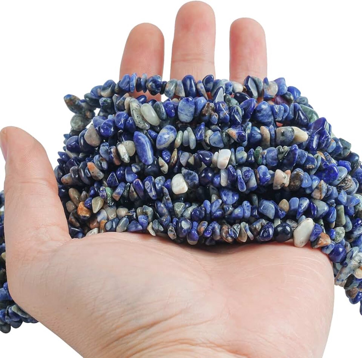 150 cm sodaliet, onregelmatig gevormd kristal en helende trommelde chipsteenkralen voor het maken van sieraden
